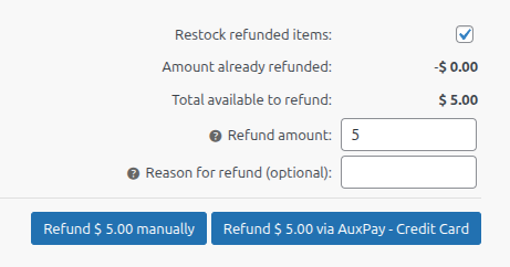 Full refund via payment processor