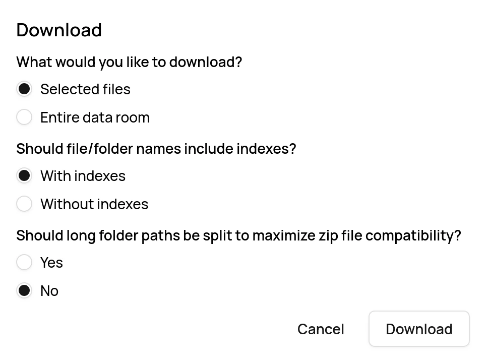 Download selected files option