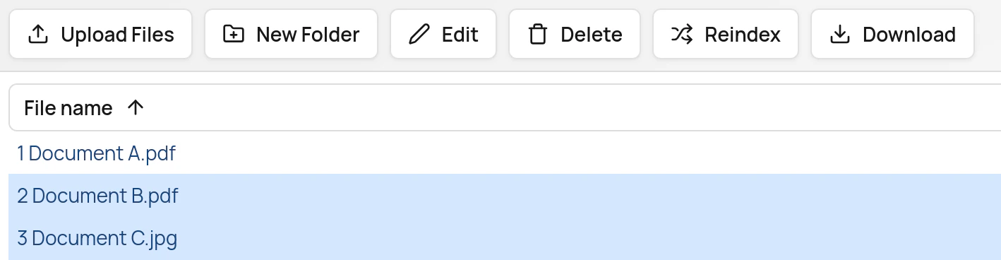 Download button in top menu