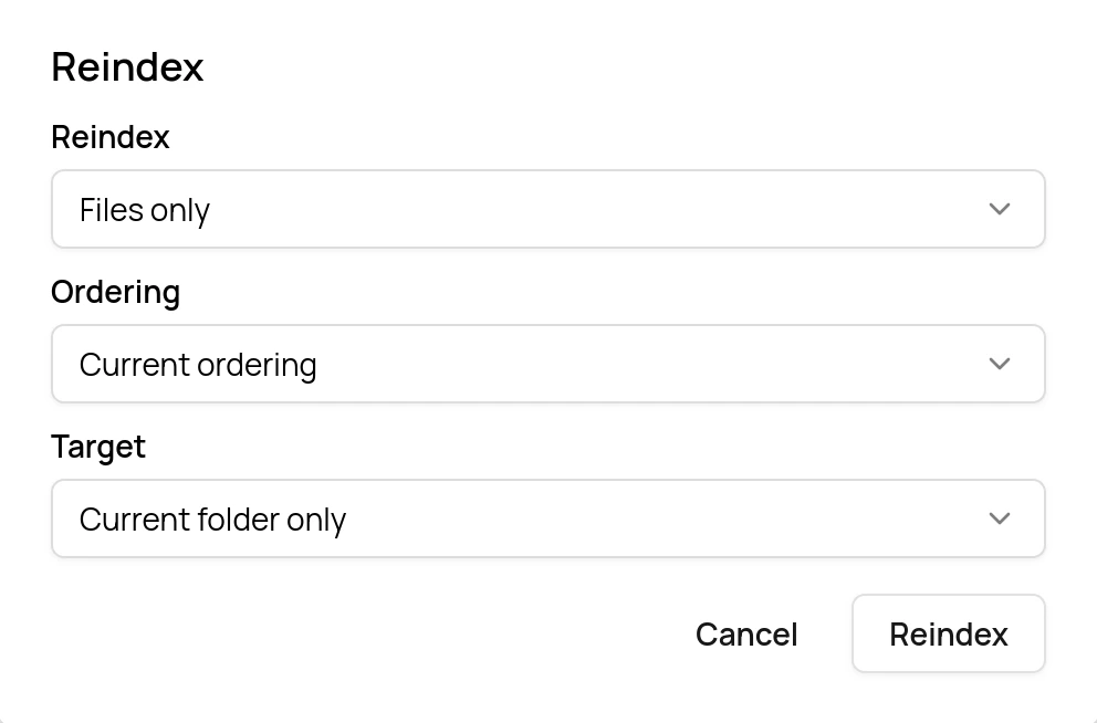 Reindex files and folders (options)