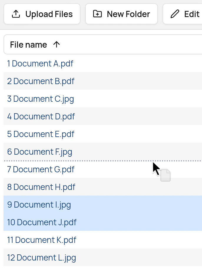 Reordering files