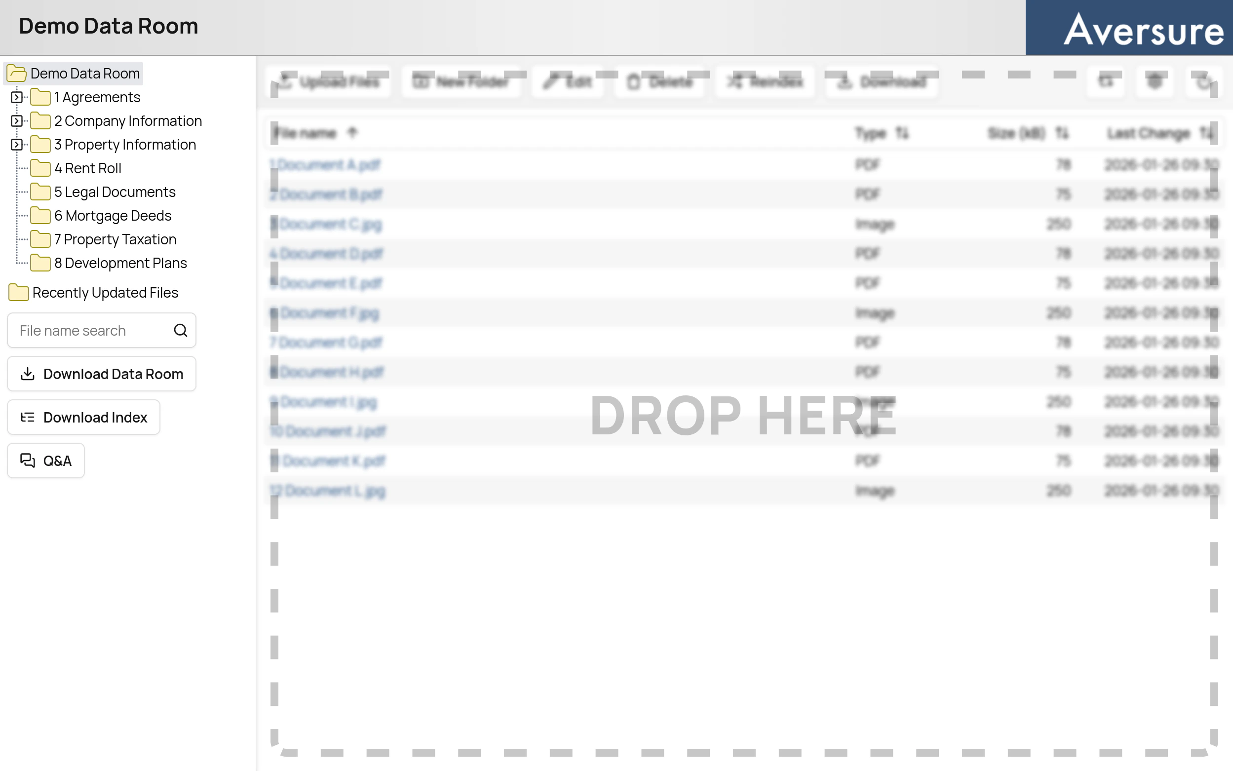 Upload by dragging files into the browser