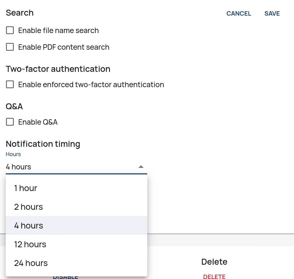 Change notification frequency