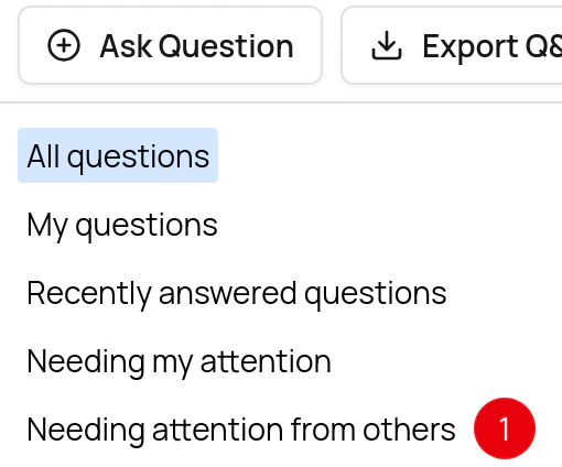 Q&A needing attention from others selector