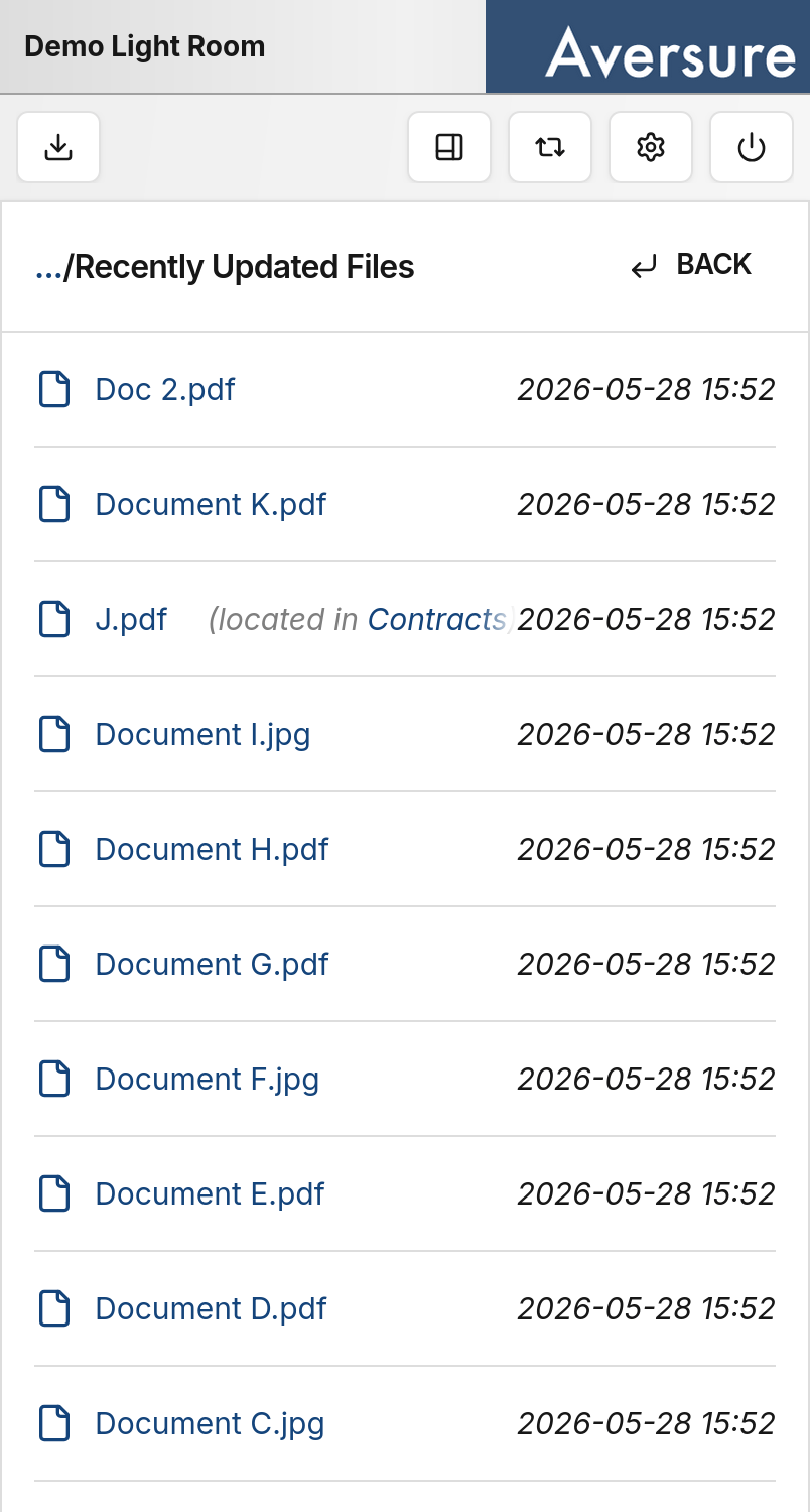 Folder location revealed for a file in Recently Updated Files