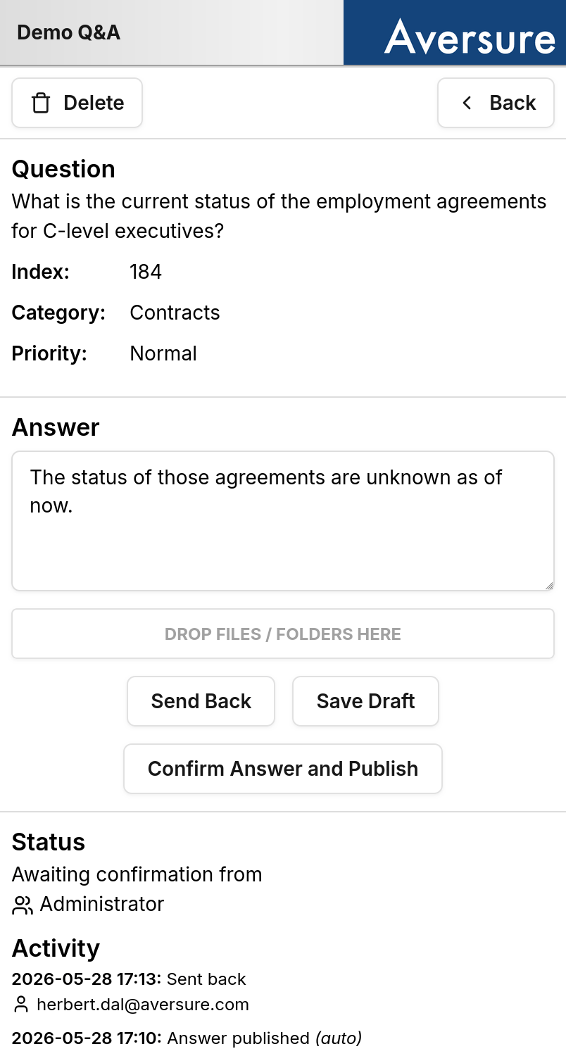 Answering a question on mobile