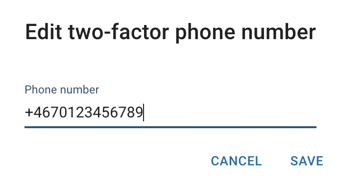 Edit two factor phone number