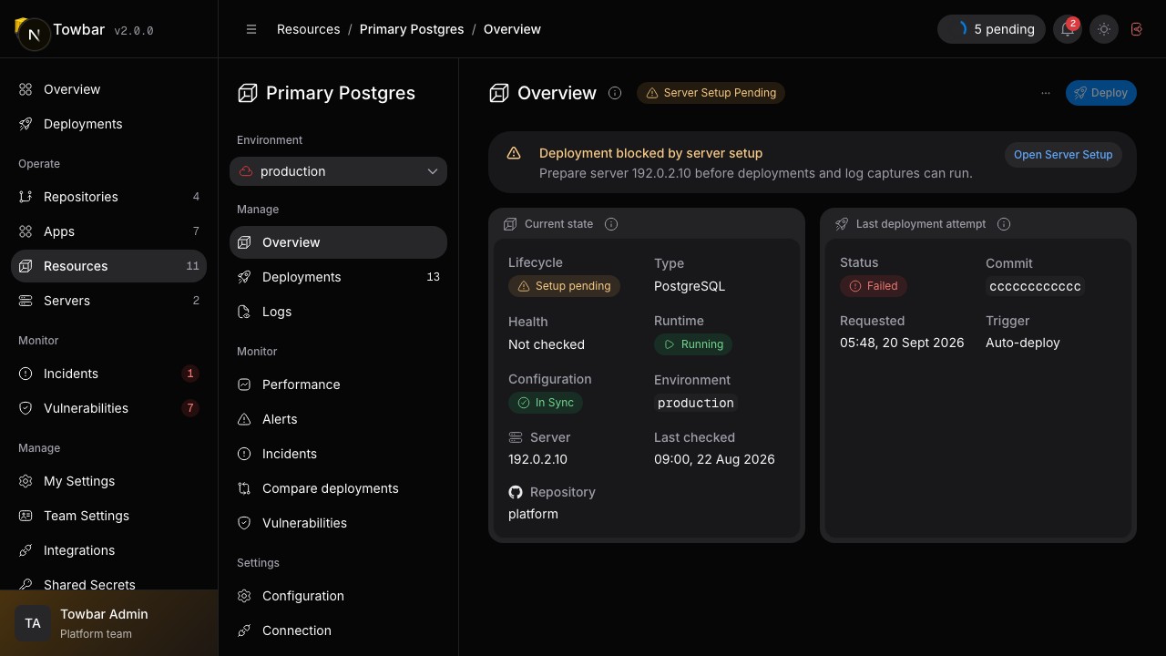 Resource state and the latest deployment attempt are shown separately.