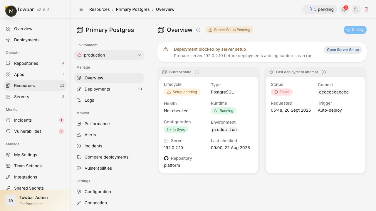 Resource state and the latest deployment attempt are shown separately.