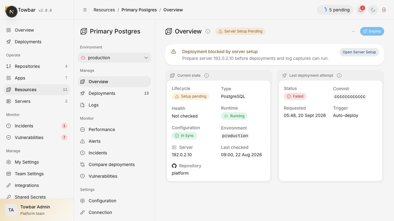Resource state and the latest deployment attempt are shown separately.