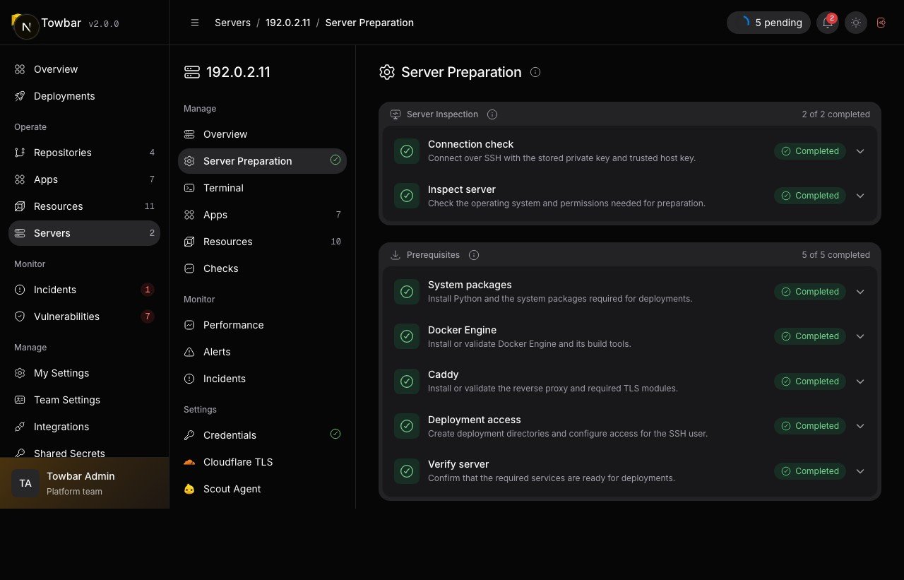 Server Preparation keeps the complete inspection and prerequisites checklist available after setup finishes.