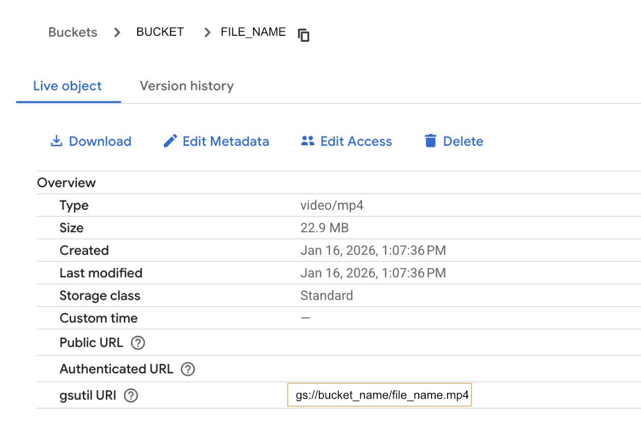 Google Cloud Storage URI