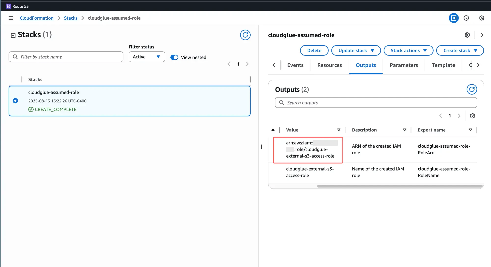 Role ARN with CloudFormation