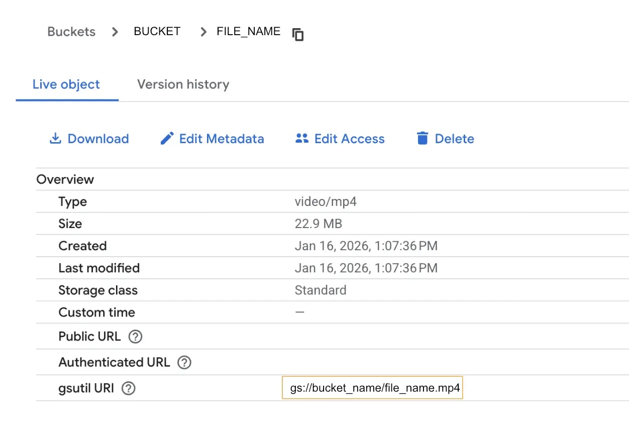 Google Cloud Storage URI