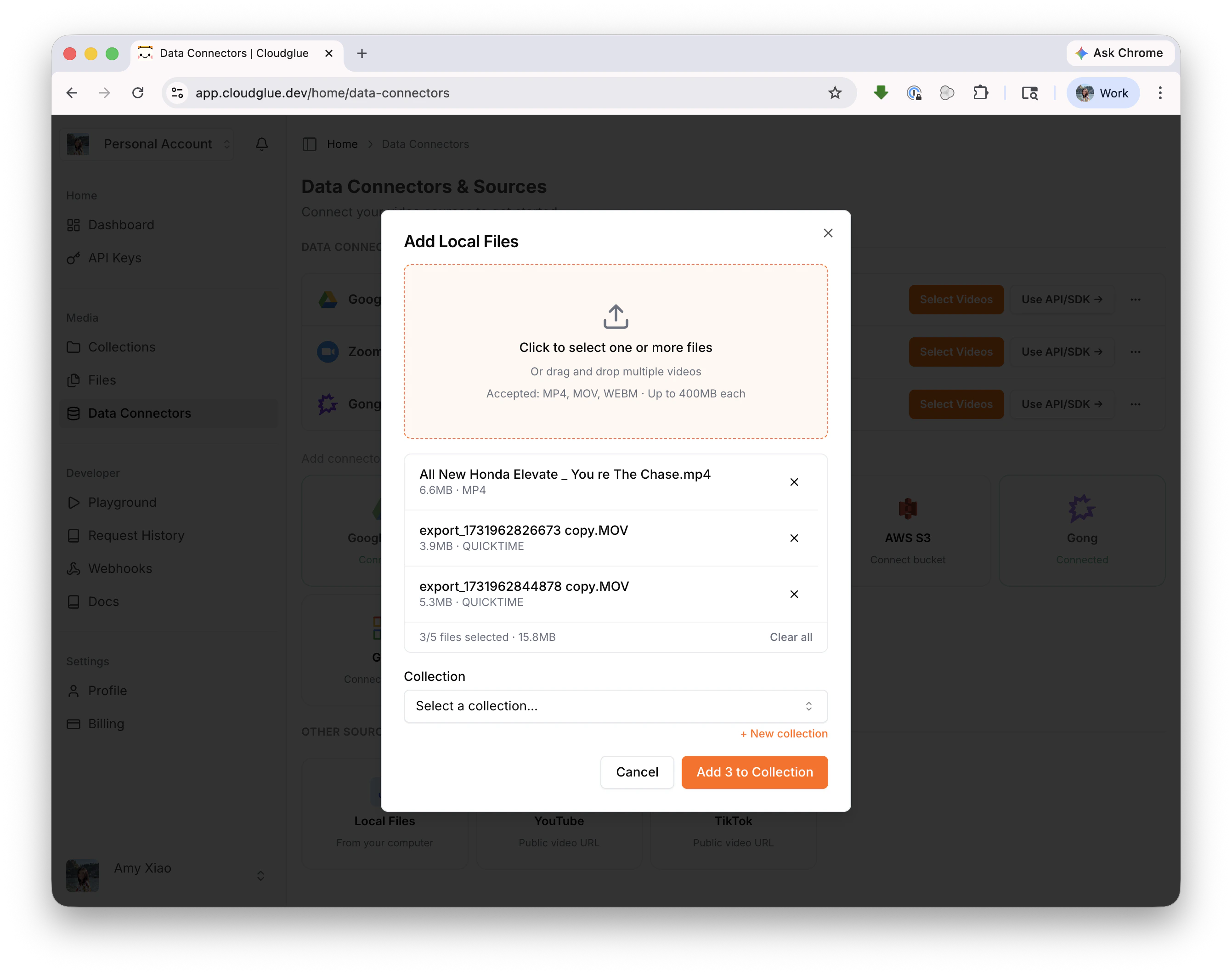 Add local files modal