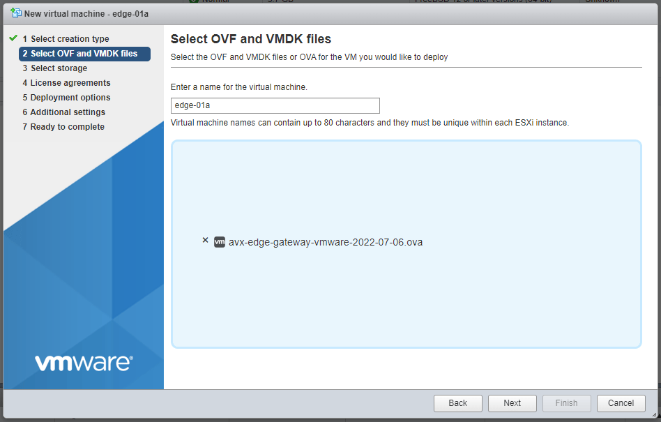 Load OVA file into ESXi