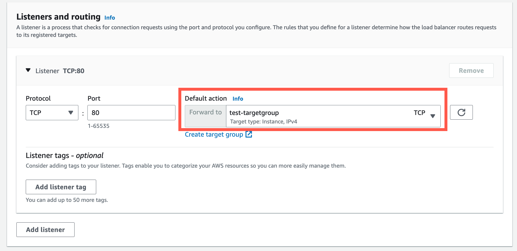 AWS Add Target Group