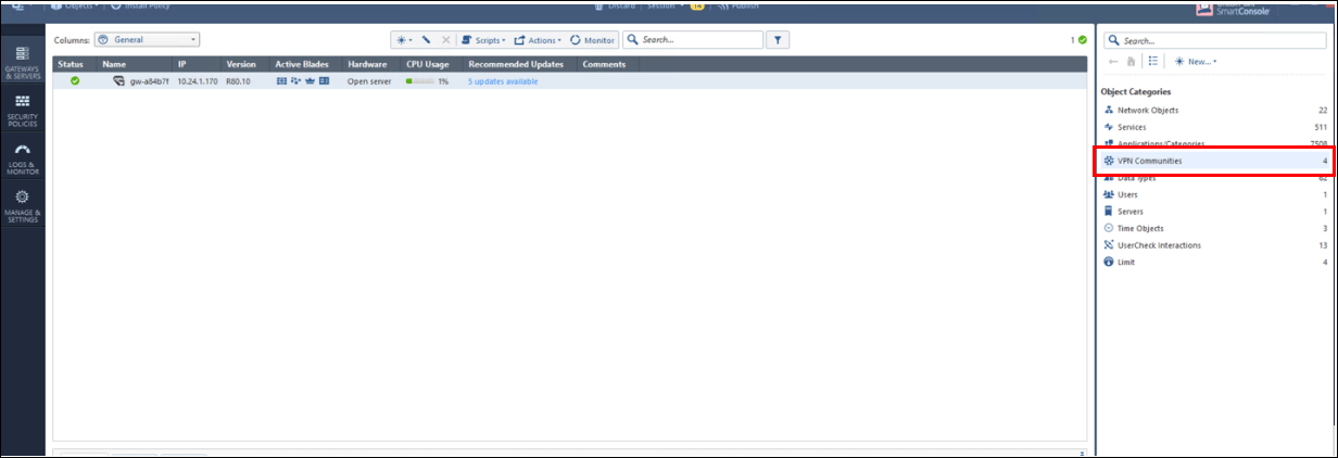 VPN communities in SmartConsole