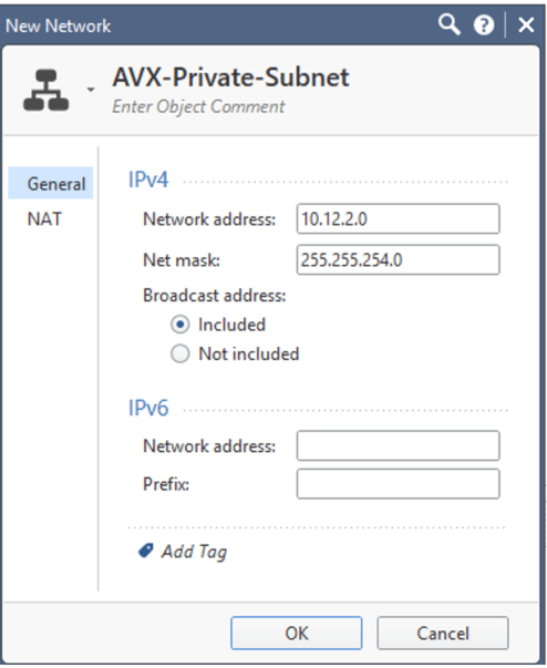 Aviatrix Gateway VPC private subnet network object
