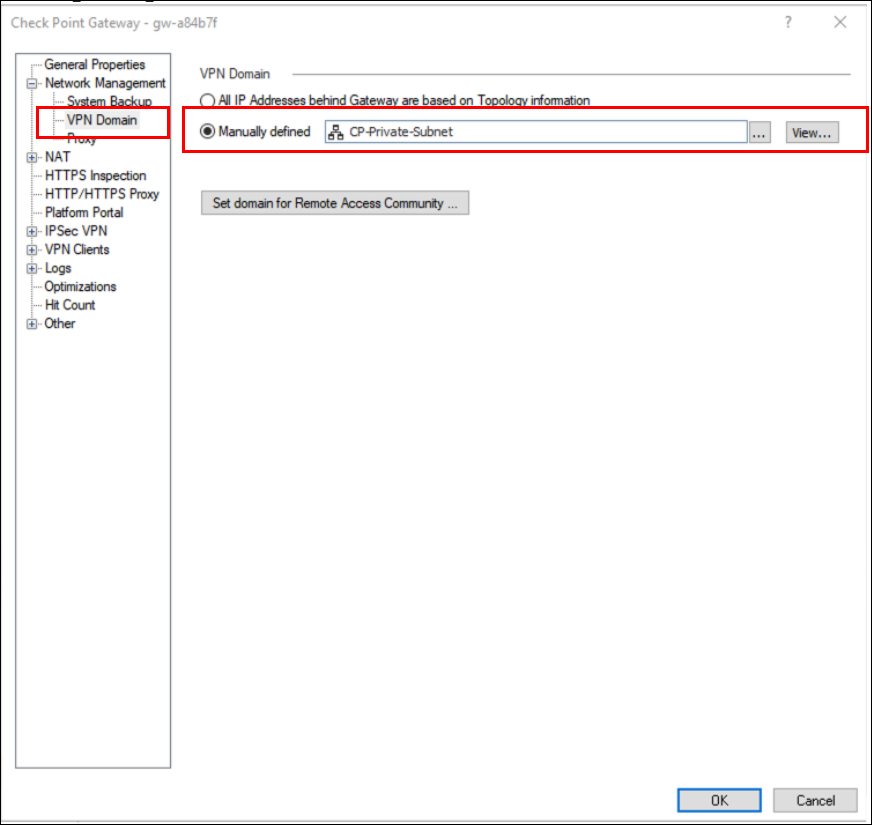 VPN domain manual definition