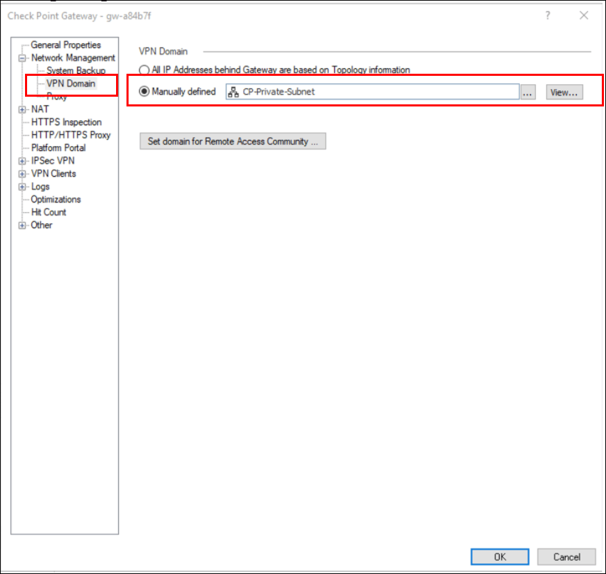 VPN domain manual definition