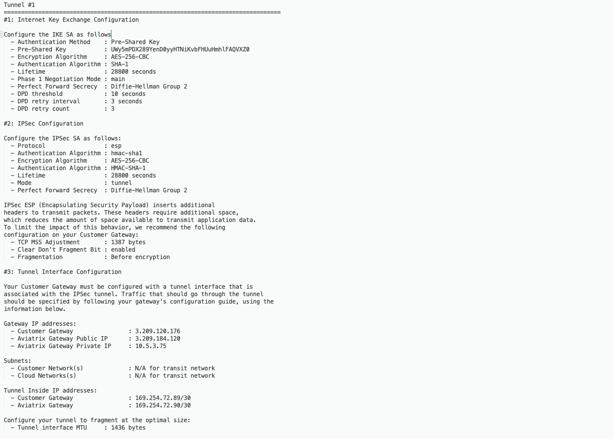 Sample configuration based on Site2Cloud