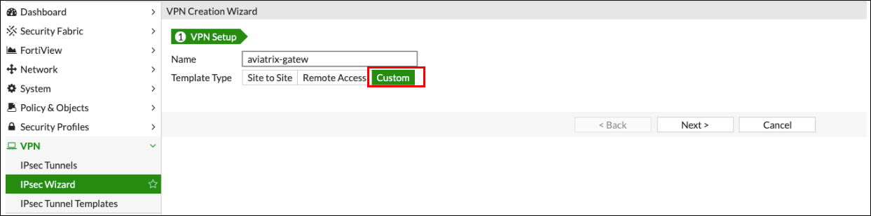 VPN Setup wizard