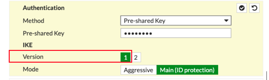 Authentication section of New VPN Tunnel tab