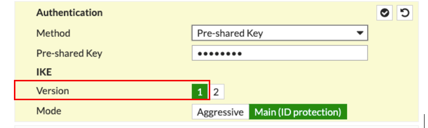 Authentication section of New VPN Tunnel tab