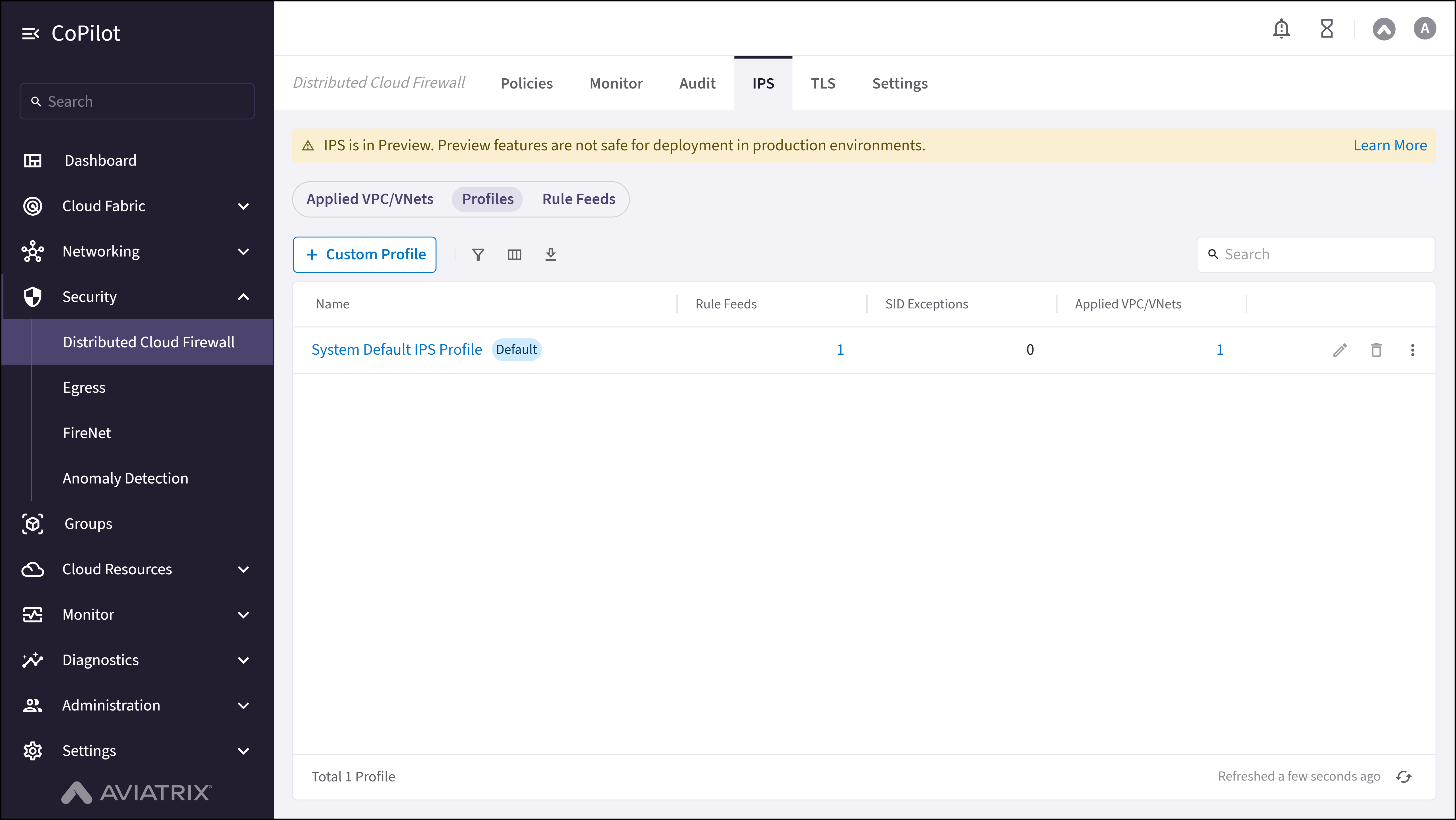 Distributed Cloud Firewall: IPS Profiles