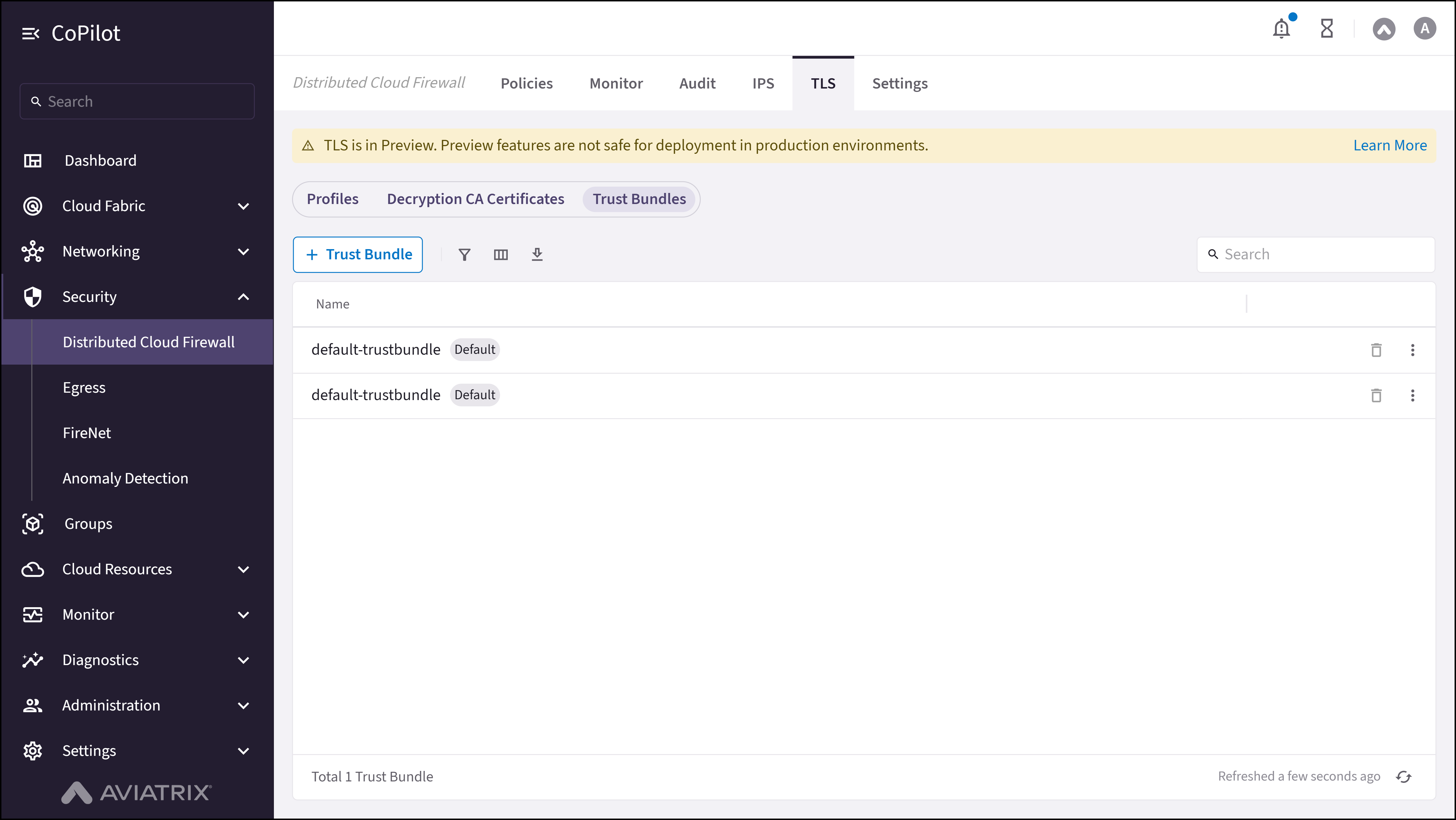 Distributed Cloud Firewall: Trust Bundles