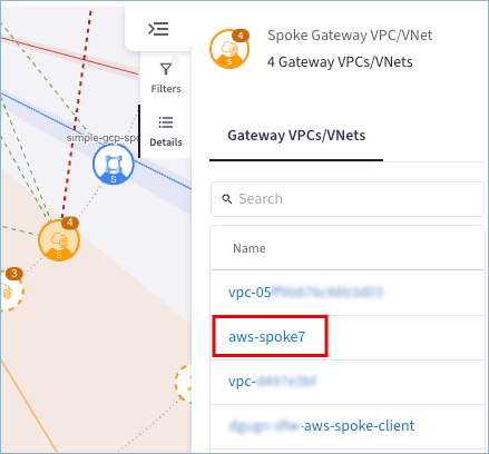 Details panel showing hyperlinks for grouped entities