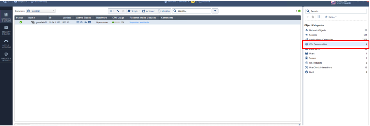 VPN communities in SmartConsole