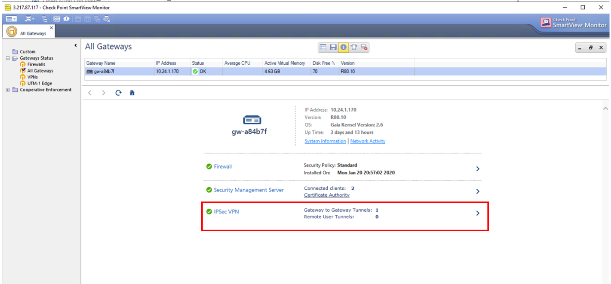 IPsec VPN tunnel status