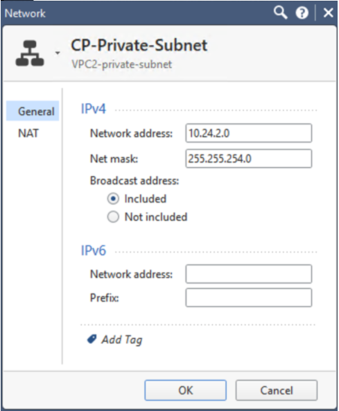 Check Point VPC private subnet network object