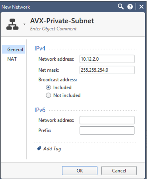 Aviatrix Gateway VPC private subnet network object