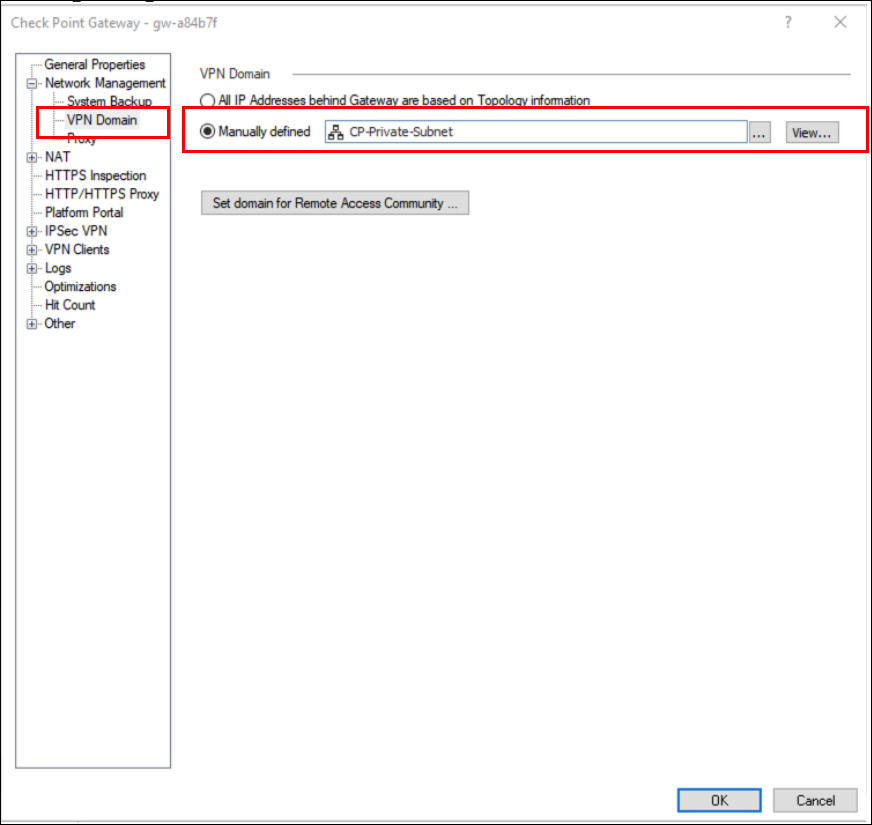 VPN domain manual definition