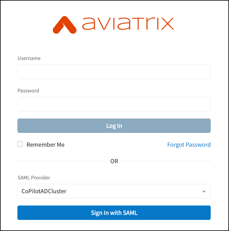 SAML login dialog