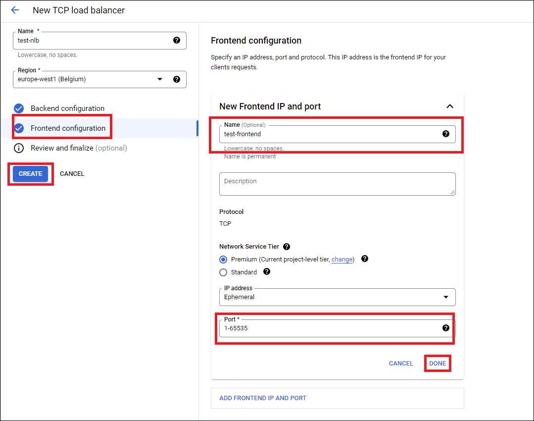 Frontend configuration