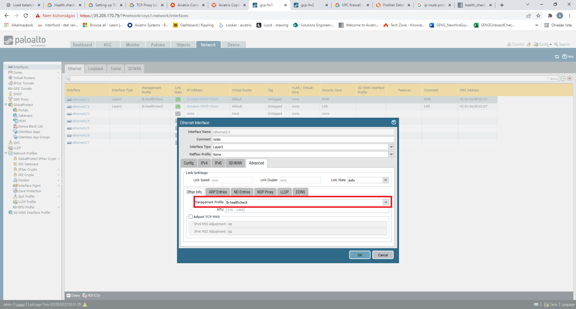 WAN interface profile
