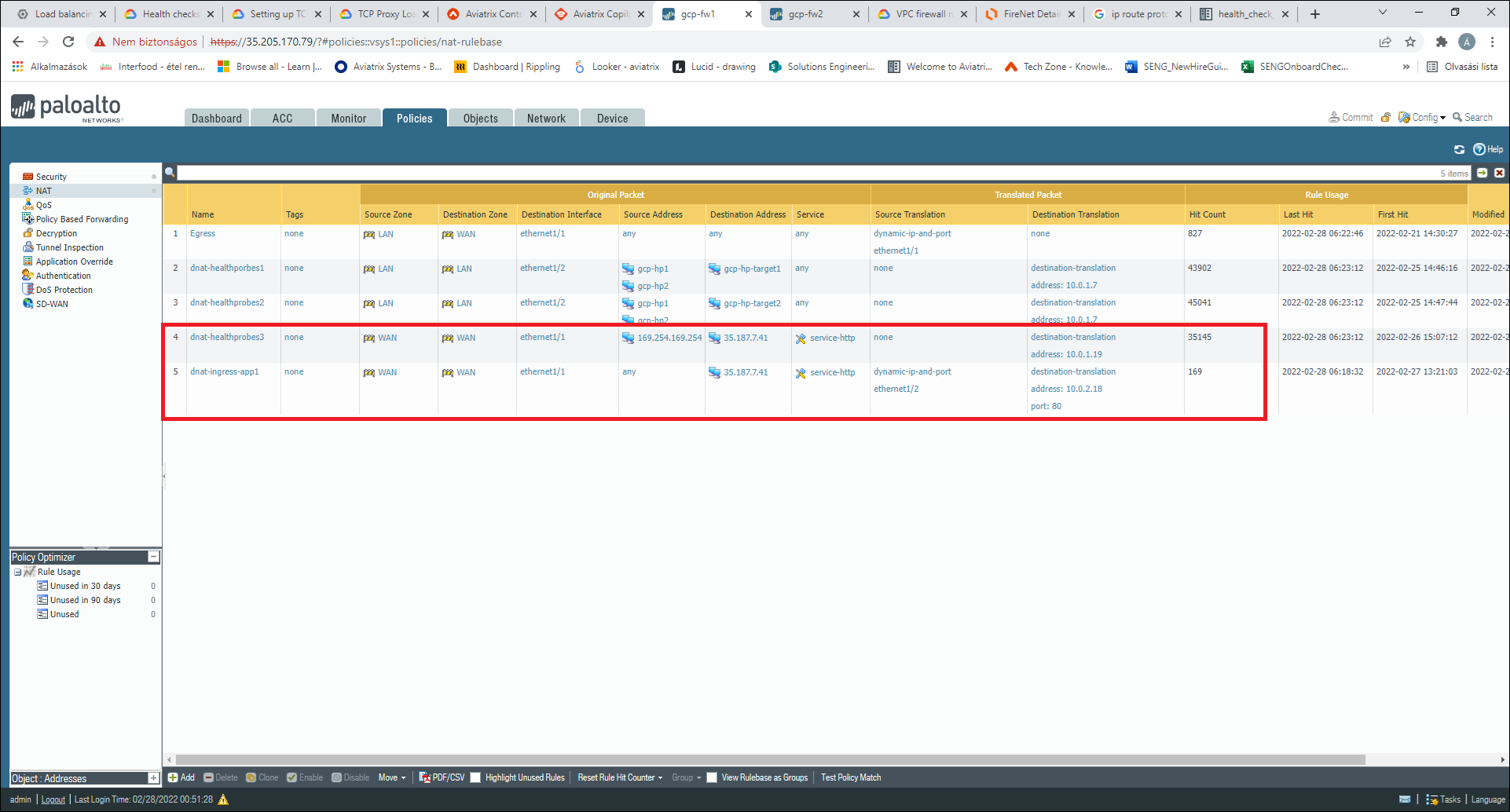 DNAT rules configuration