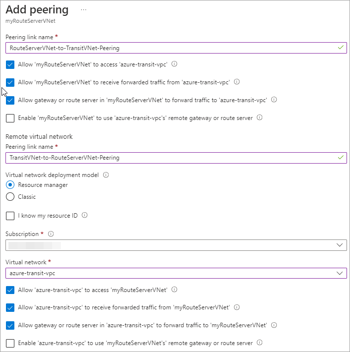Add peering configuration options