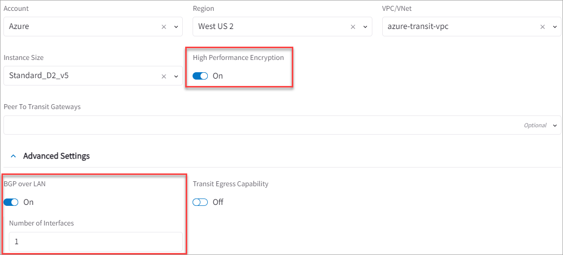 Transit Gateway HPE mode with BGP over LAN enabled