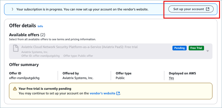 set up your account button