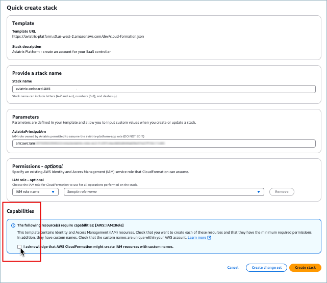 AWS onboard CloudFormation template
