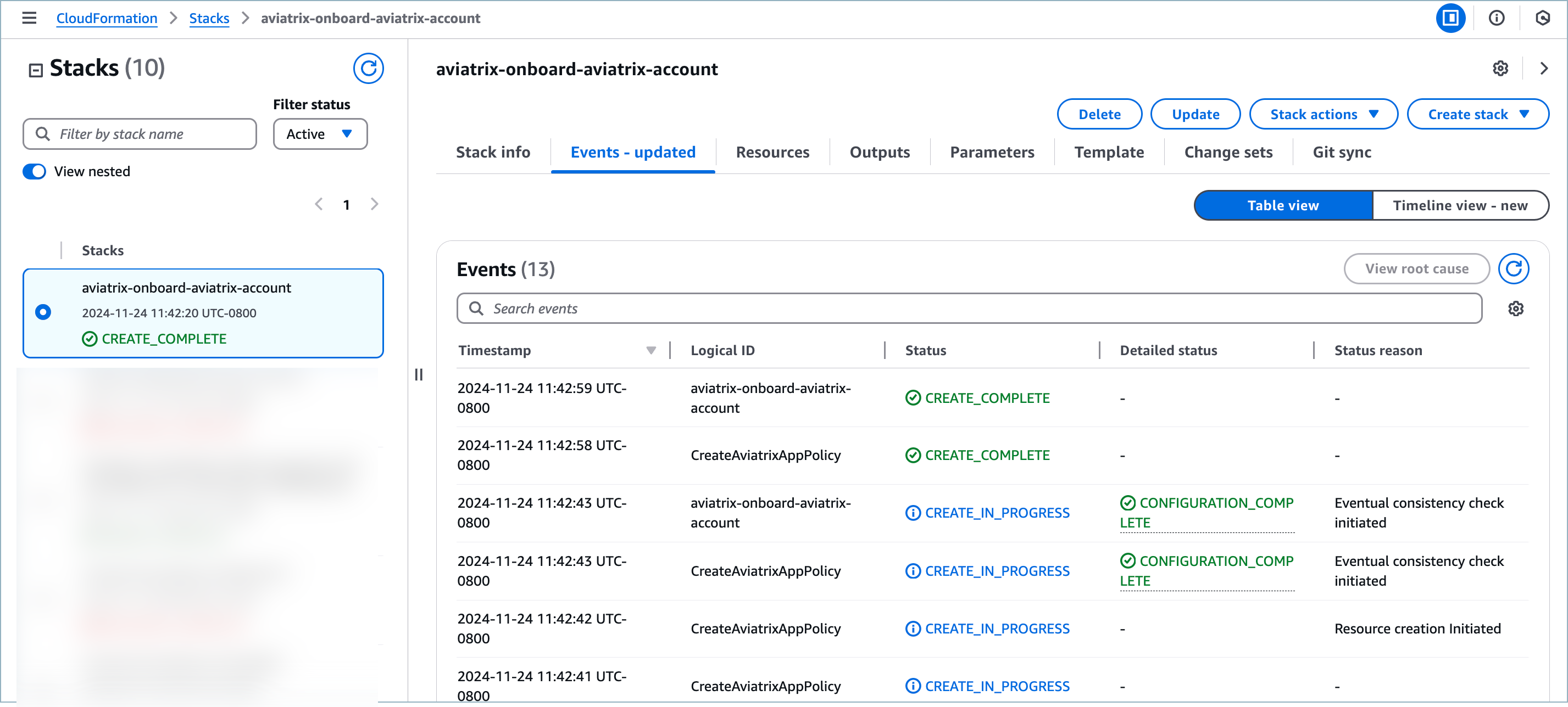 AWS onboard CloudFormation events