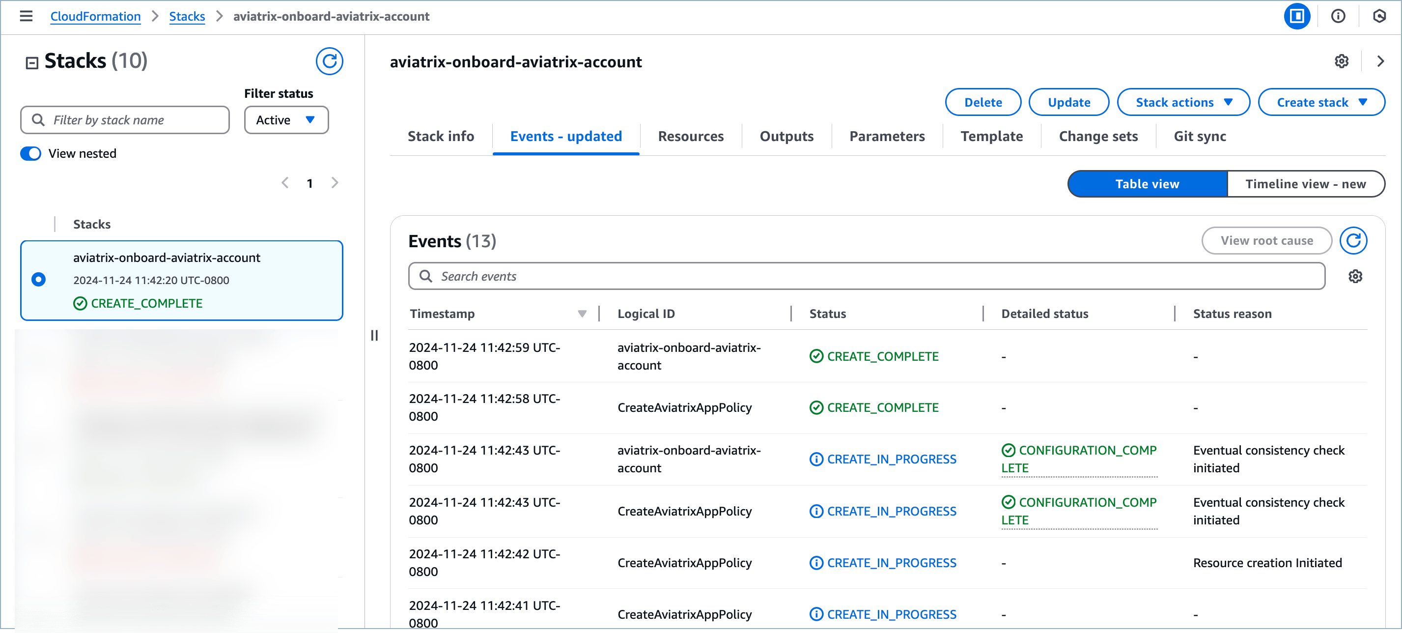 AWS onboard CloudFormation events