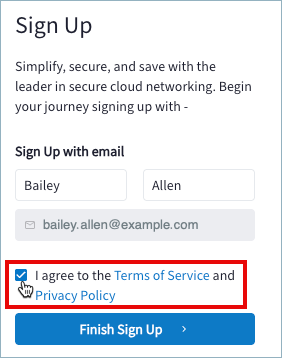 sign-up page