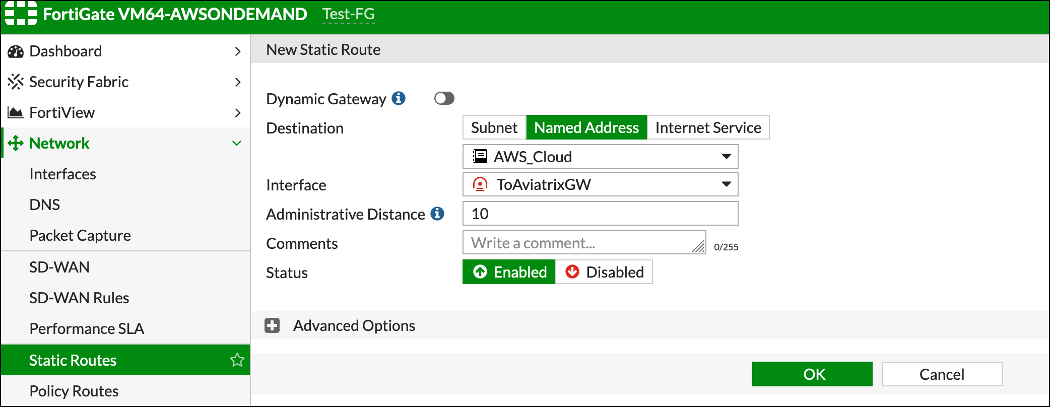 Static Route Configuration