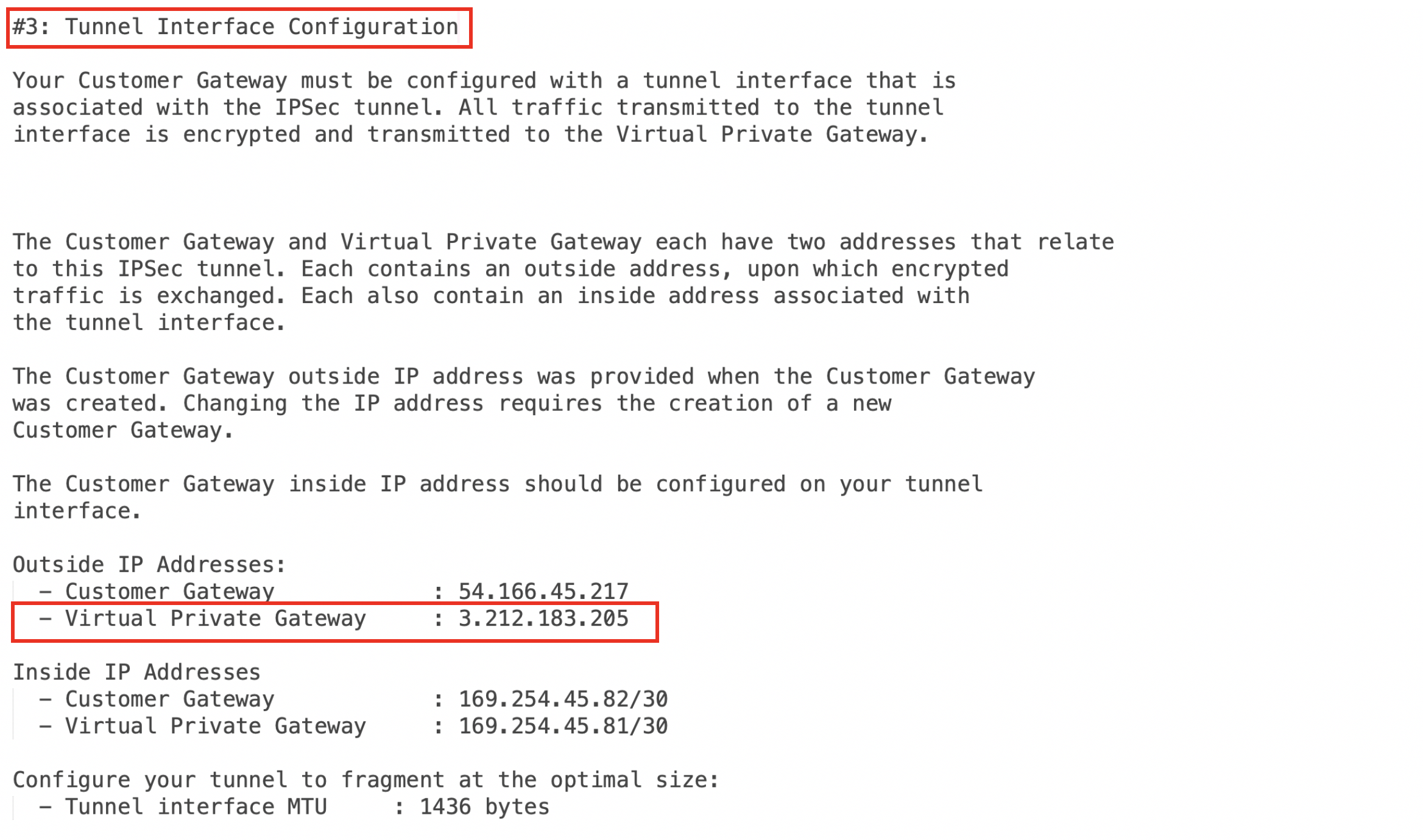 tunnel configuration